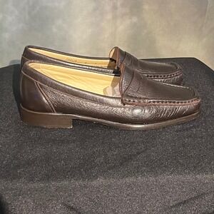 Bally Brown Deerskin Leather Penny Loafers Made in Italy Womens 6 M Slip On
